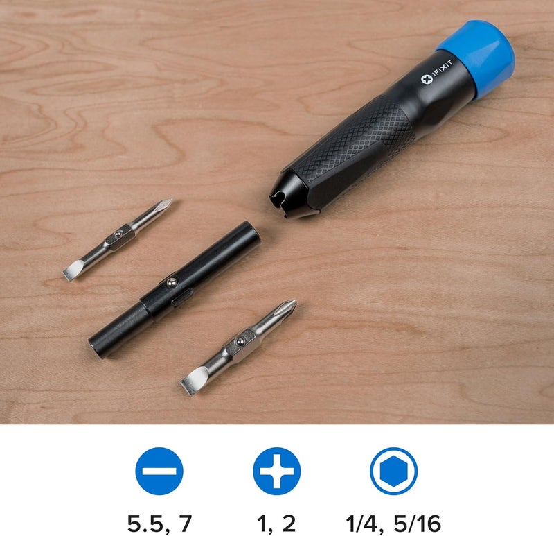 iFixit Narwhal Driver - 6-in-1 Screwdriver Phillips, Flathead, Nut Bits for Household DIY and Electronics Repair - Image 4